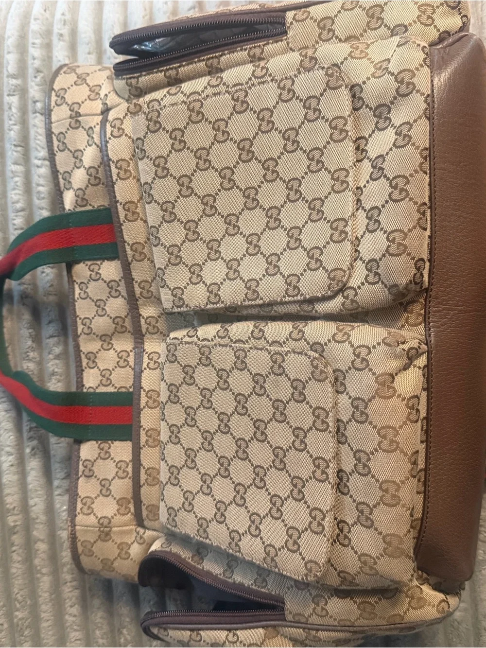 Original GG Diaper Bag. Beige/Brown GG Canvas